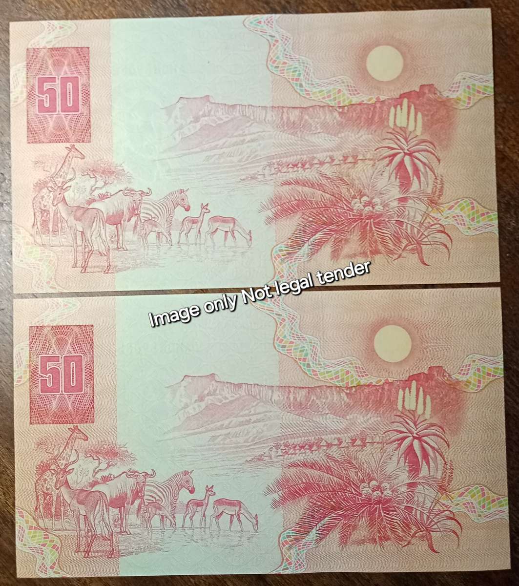 Set of x2 consecutive 1990 CL Stals R50 notes in crisp AU+