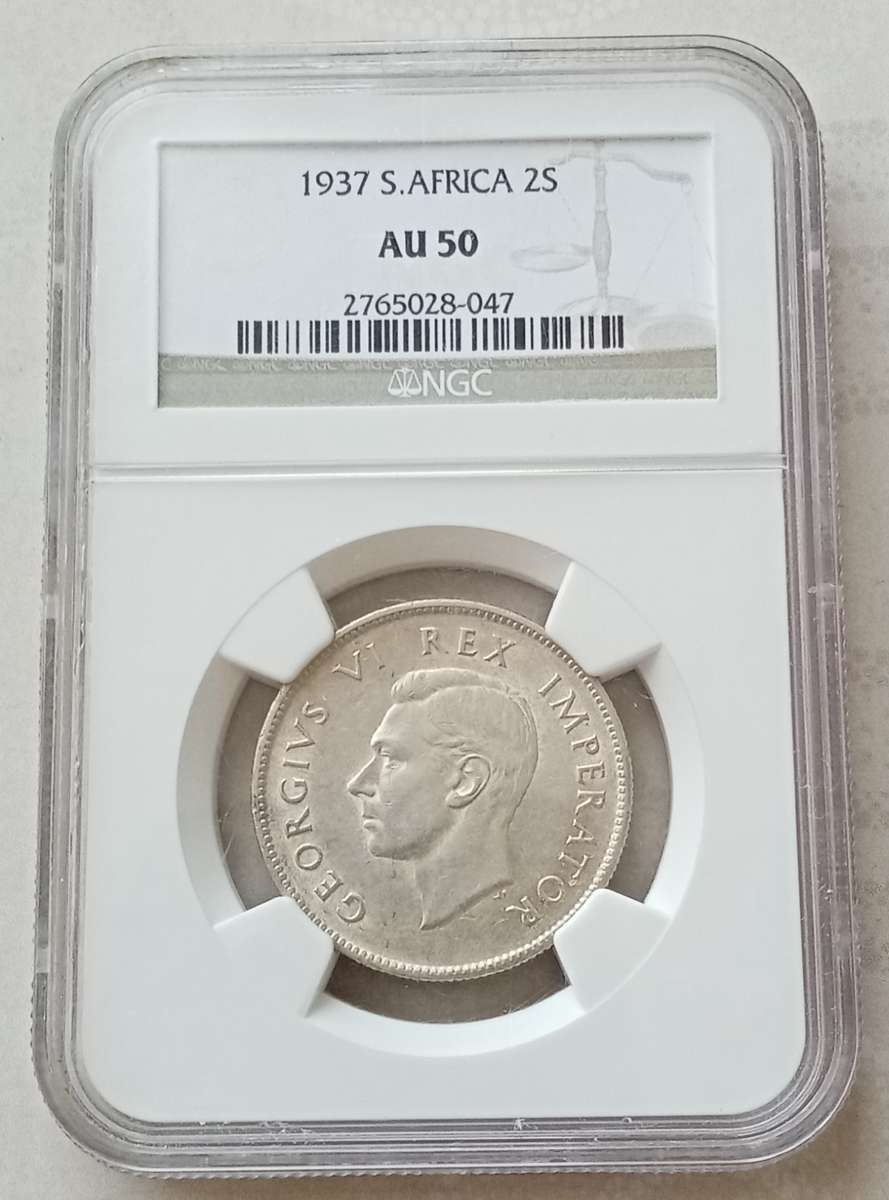 1937 Union silver 2 Shillings NGC AU50