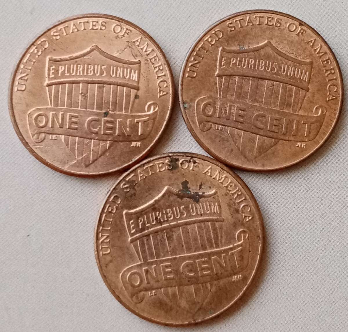 Lot of three 2014 Lincoln 1c coins