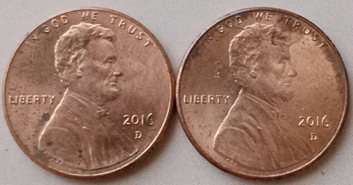 Lot of two 2016 Lincoln 1c coins