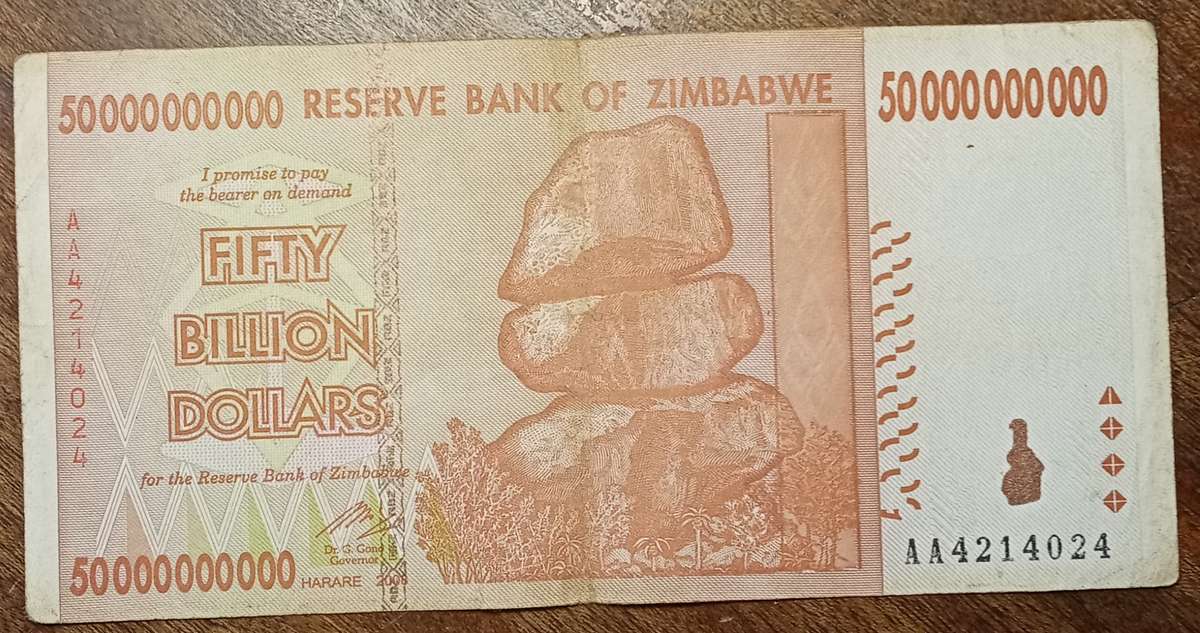 2008 Zimbabwe Fifty Billion dollars.
