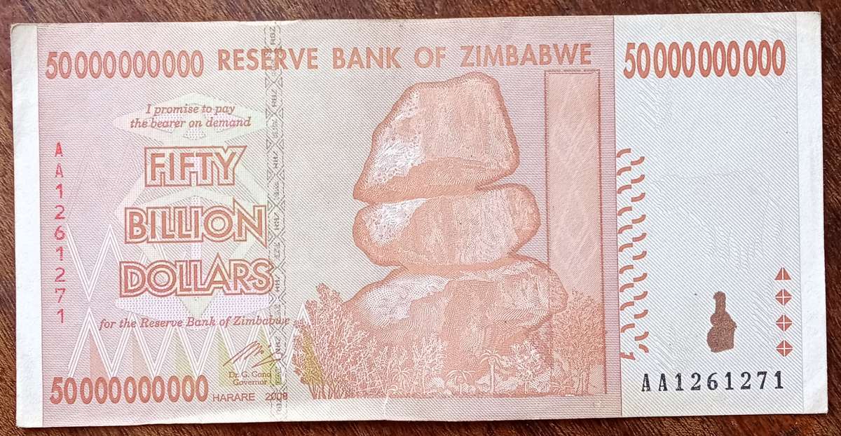 2008 Reserve Bank of Zimbabwe 50 Billion dollars