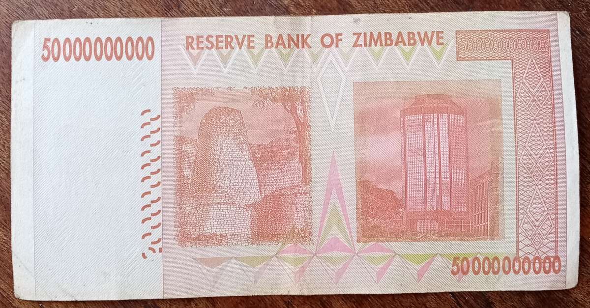 2008 Reserve Bank of Zimbabwe 50 Billion dollars note.