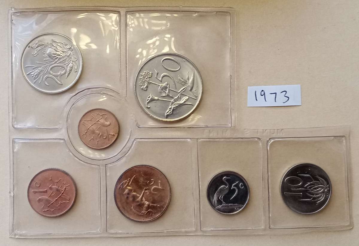 Partial 1973 uncirculated Mint pack (50c-1/2c) with scarcer 1/2c