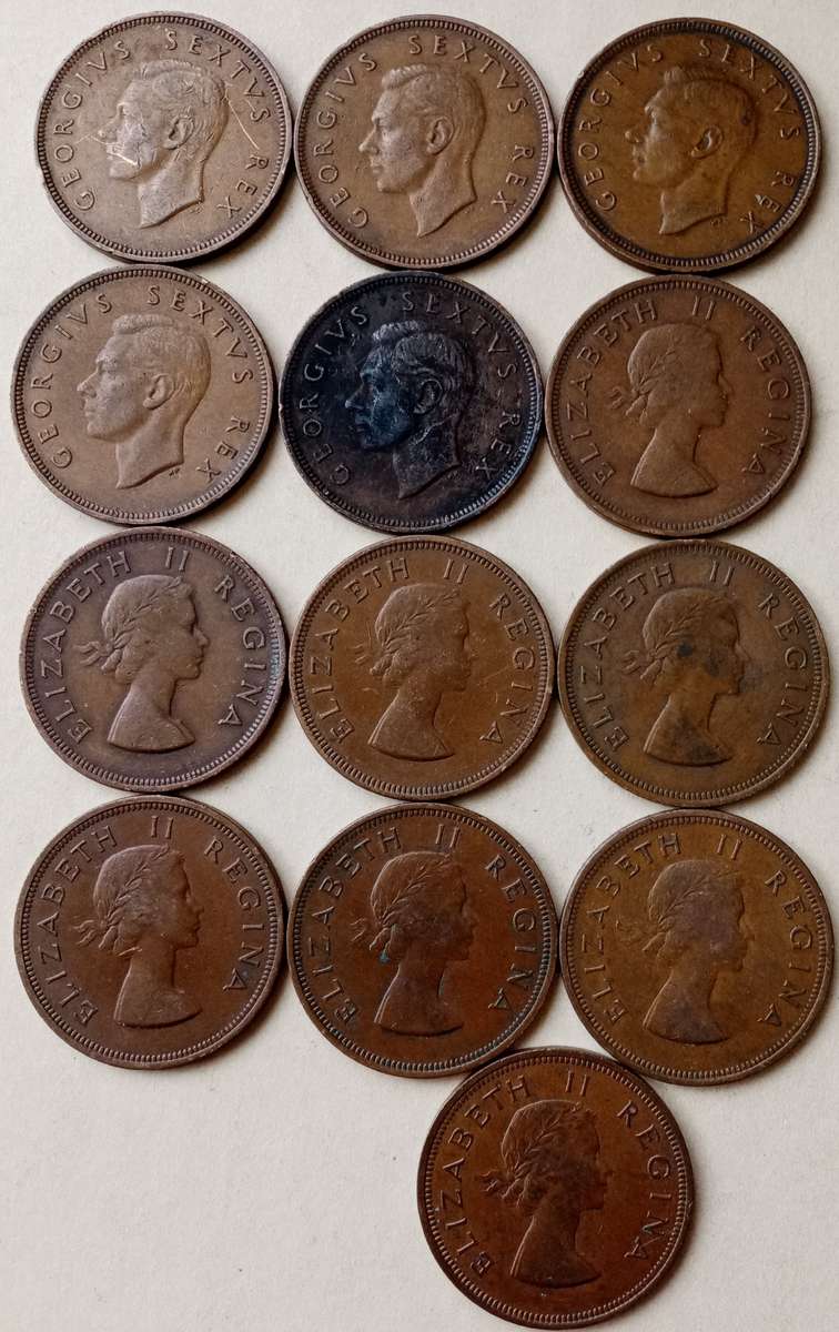 Lot of x13 union pennies in sequence (1948-1960)