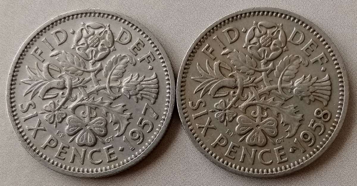 1957 and 1958 British sixpence set
