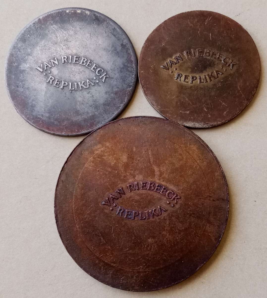 Lot of x3 van Riebeeck replica tokens
