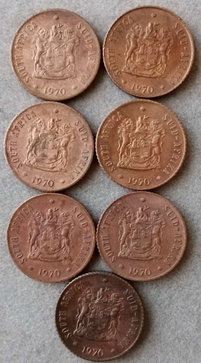 Lot of x7 Republic 1970 1/2c coins