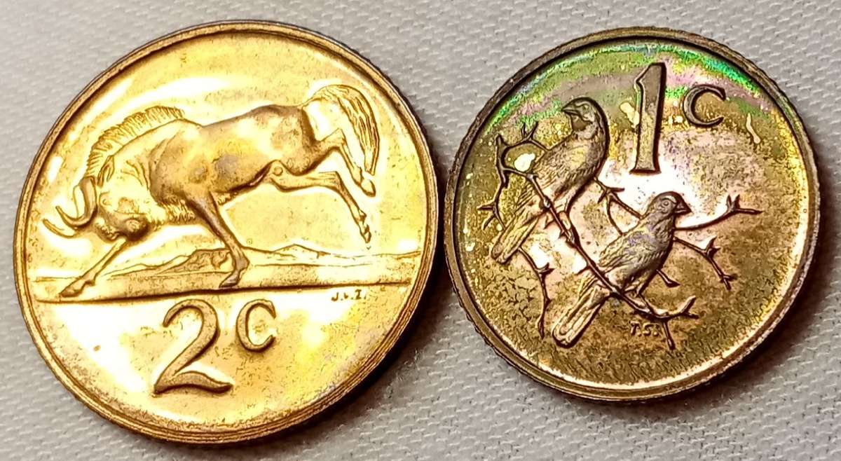 1975 Republic proof 2c and 1c set