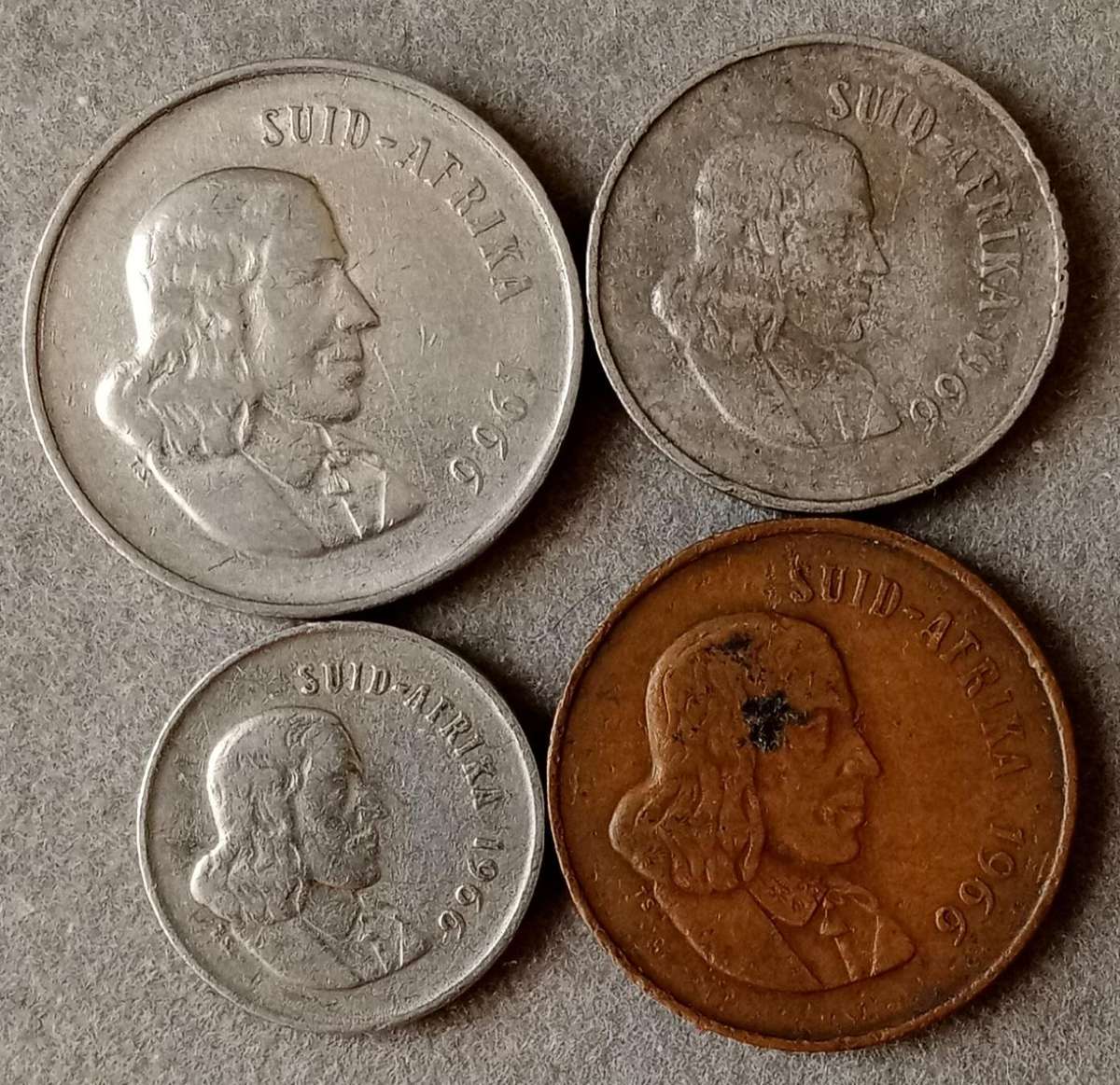 1966 Afrikaans circulated 20c-2c (4 coins)