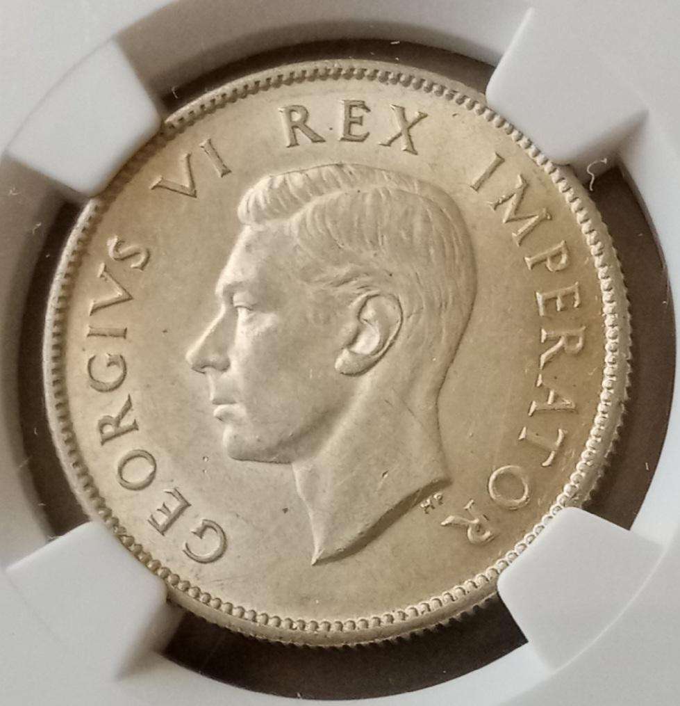 Nice 1939 union silver 2 Shillings NGC AU58 (Hills Collection)