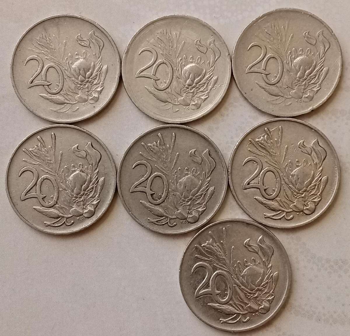 Lot of x7 Republic nickel 20c coins