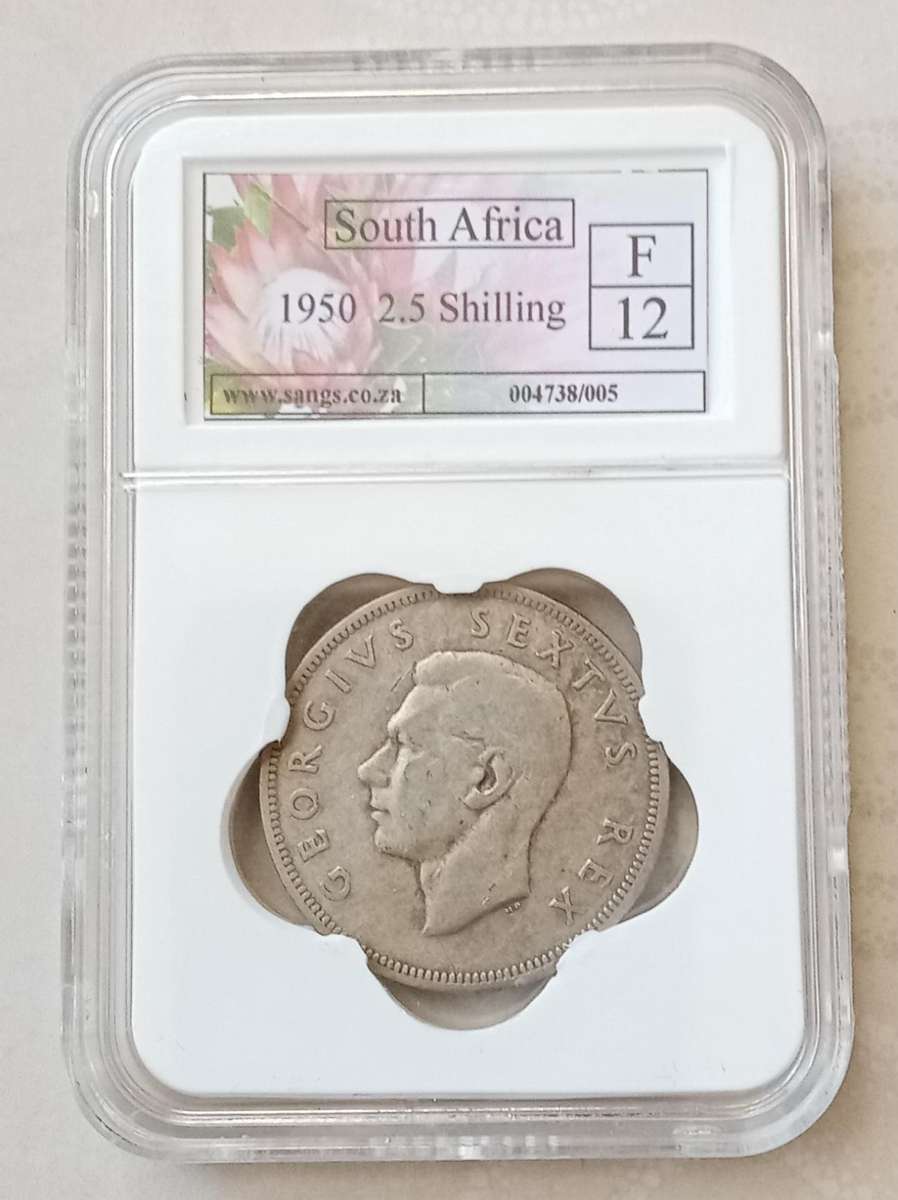 Rare 1950 union silver 2 1/2 Shillings SANGS F12 (mintage: 5076)