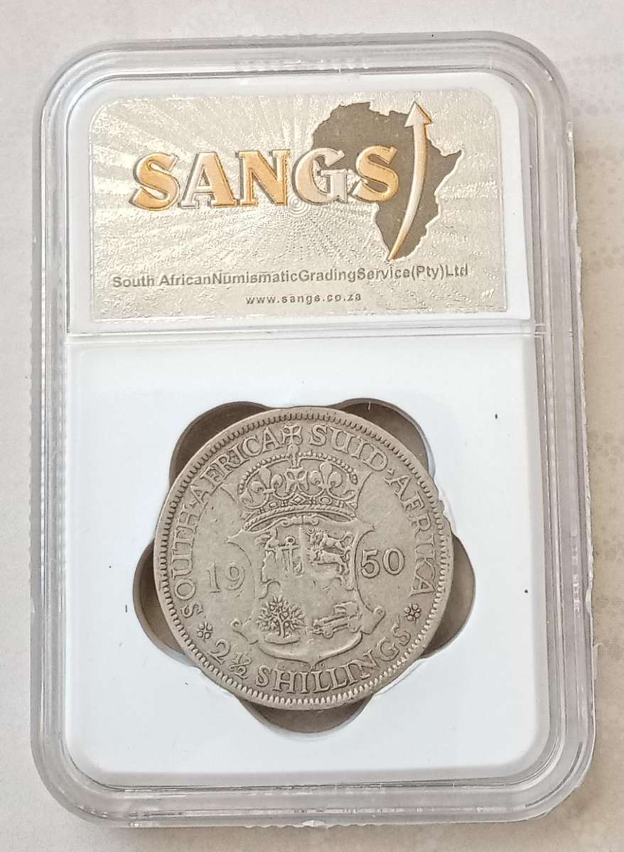 Rare 1950 union silver 2 1/2 Shillings SANGS F12 (mintage: 5076)
