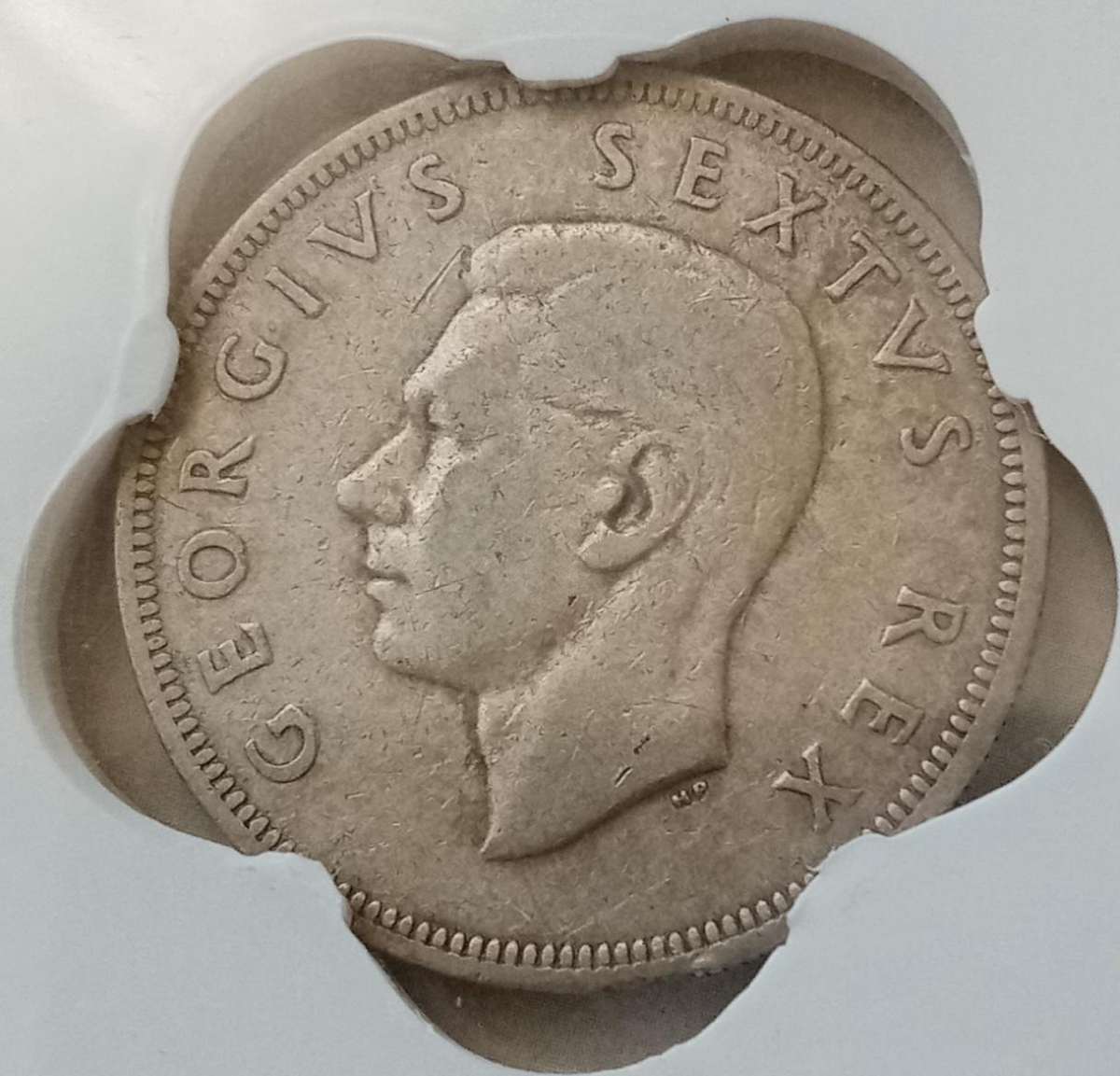 Rare 1950 union silver 2 1/2 Shillings SANGS F12 (mintage: 5076)