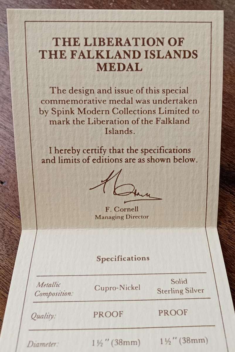 Falkland Islands crown sized set in wallet (Includes 3 coins and a proof medal)