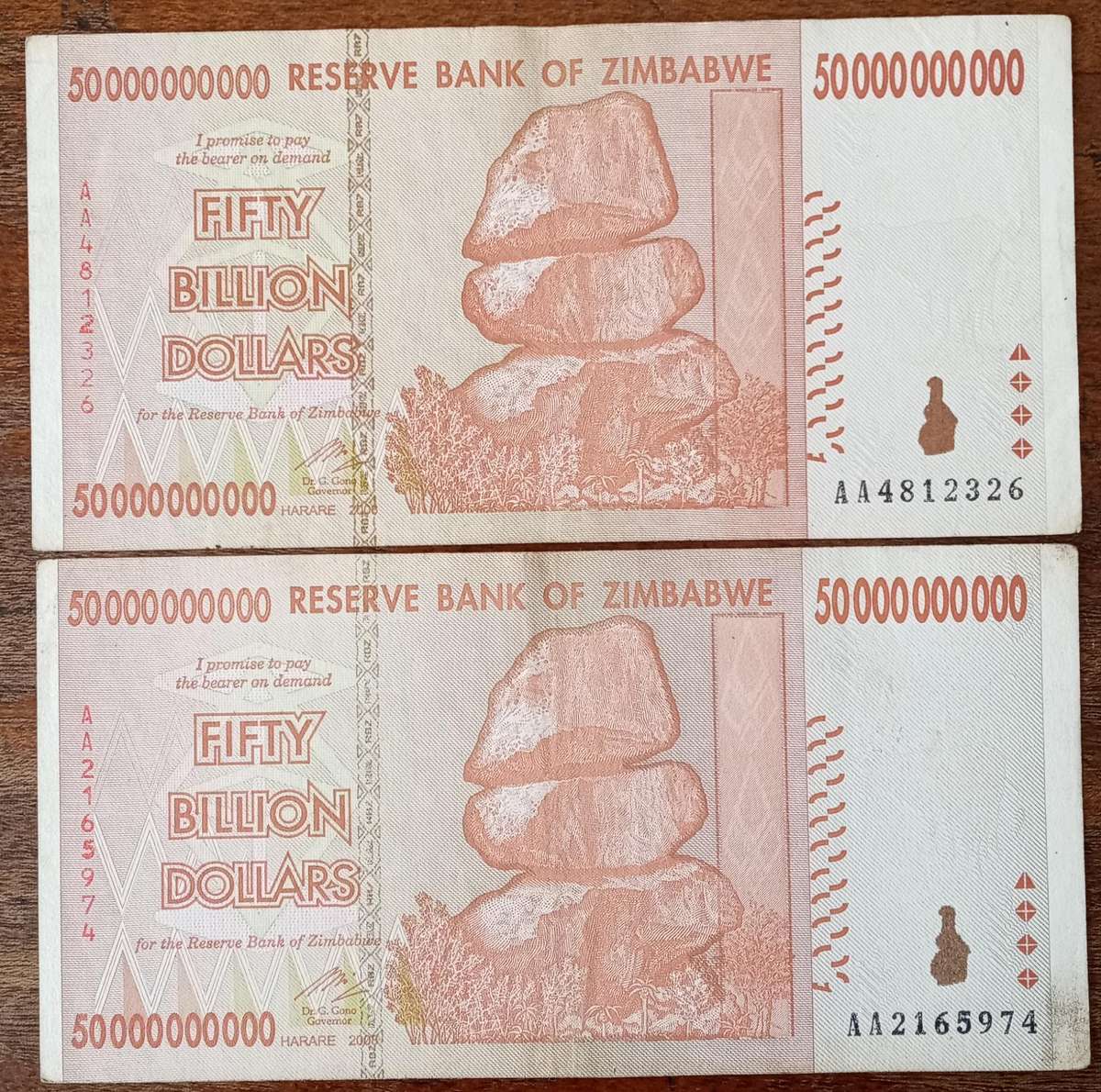 2008 Zimbabwe 50 Billion dollars notes