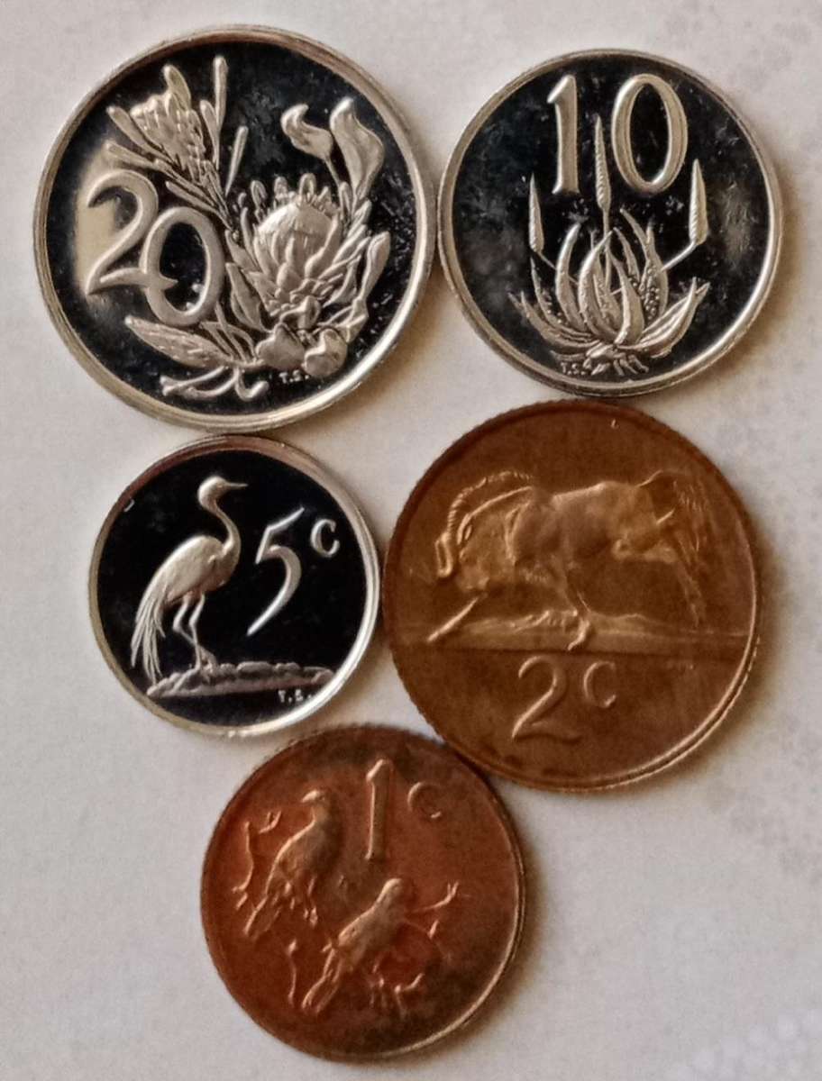 1976 Republic proof 20c-1c (5 coins)