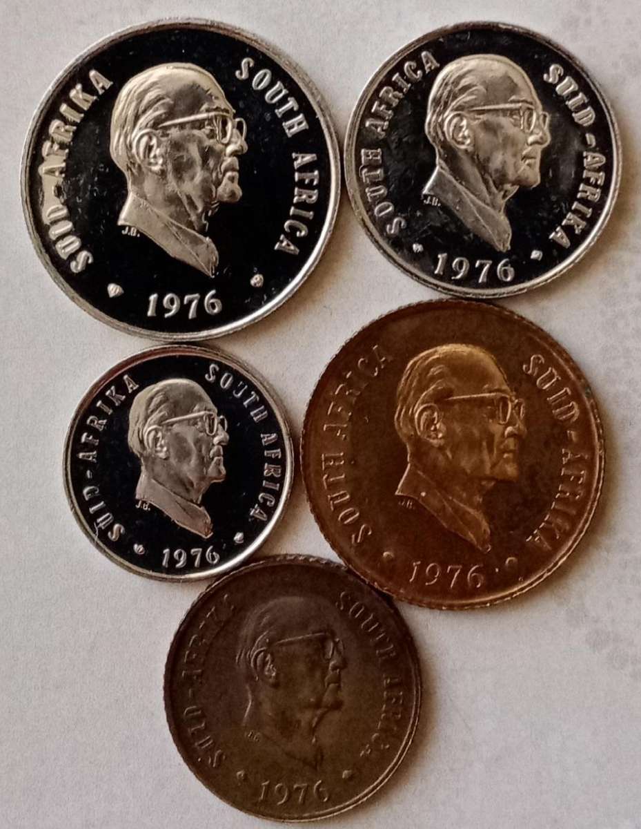 1976 Republic proof 20c-1c (5 coins)