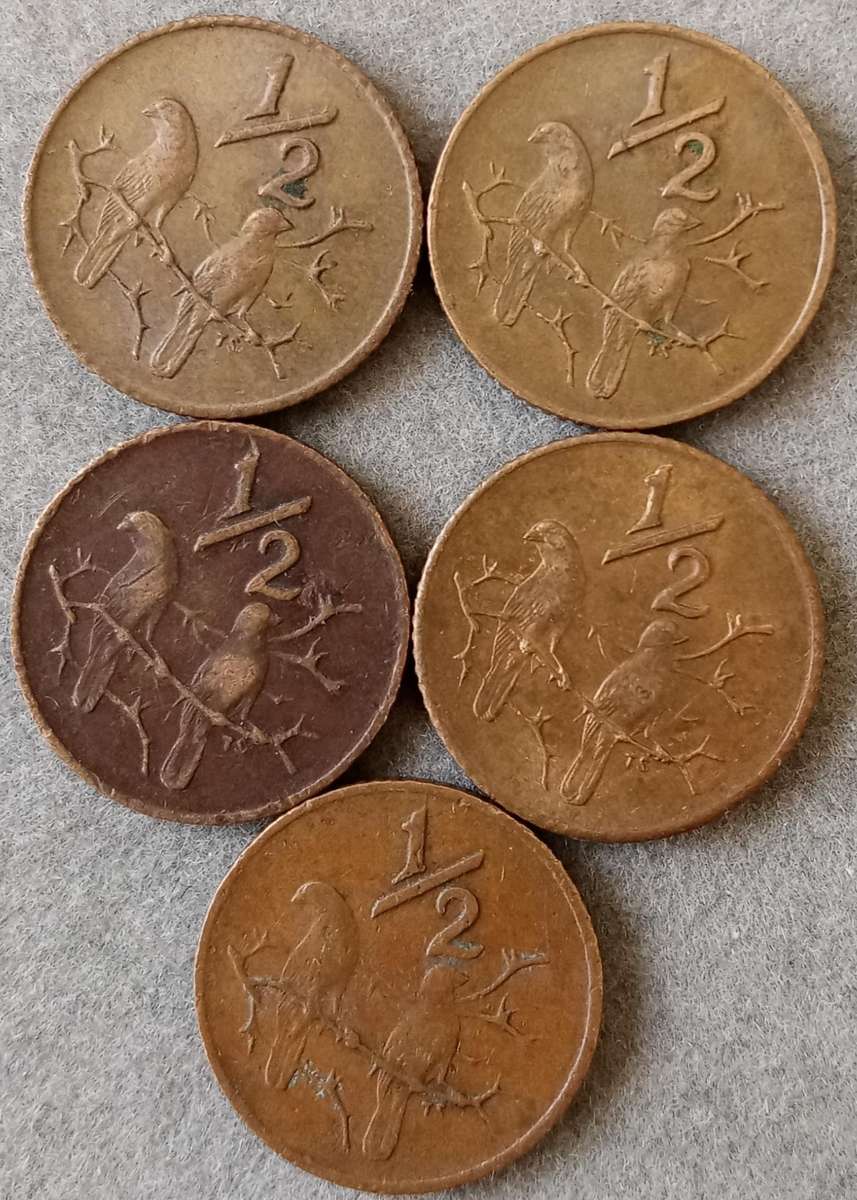 Lot of x5 Republic 1970 1/2c coins