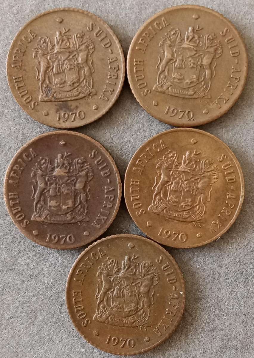 Lot of x5 Republic 1970 1/2c coins