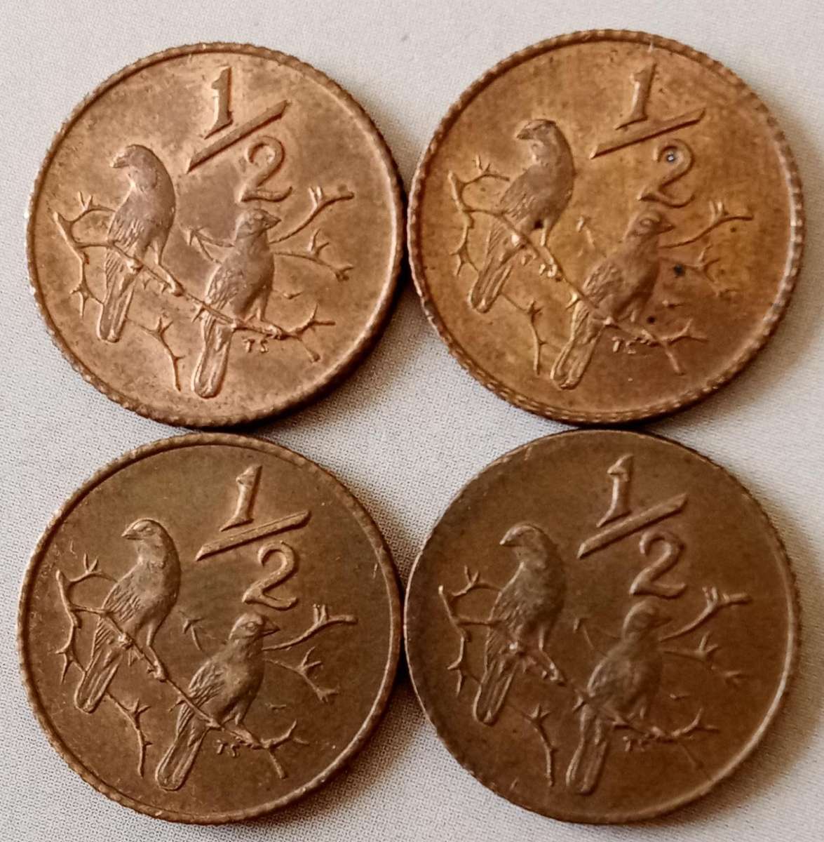 Lot of x4 decent Republic 1970 1/2c coins