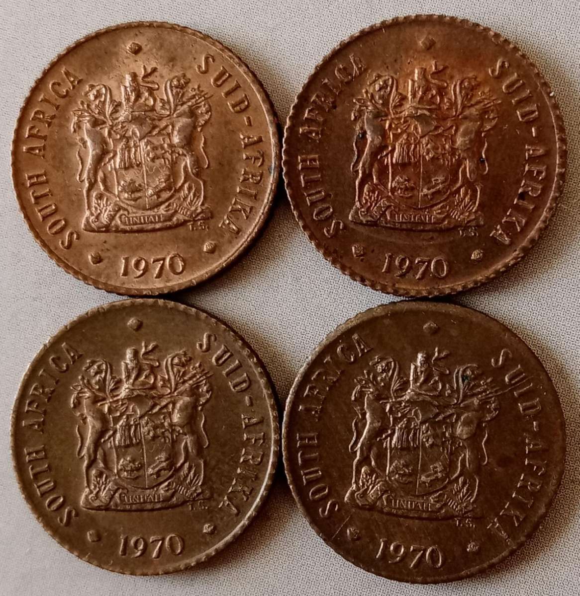 Lot of x4 decent Republic 1970 1/2c coins