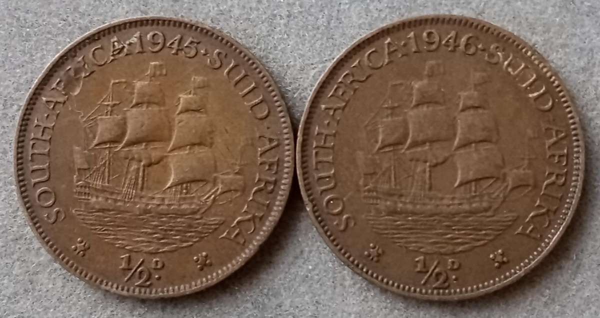 1945 and 1946 Union 1/2 Penny set