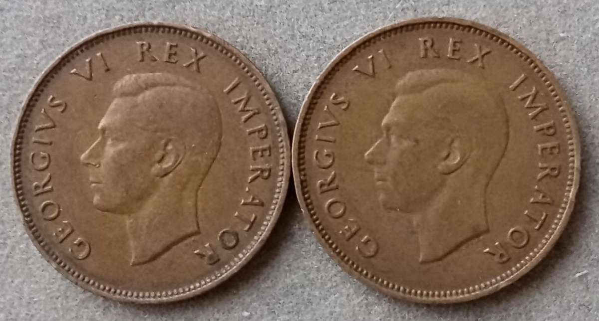 1945 and 1946 Union 1/2 Penny set