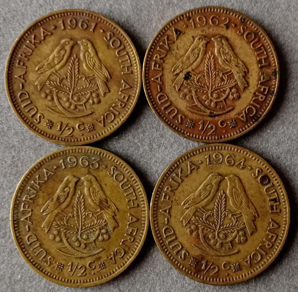 Complete 1961-1964 van Riebeeck 1/2c set