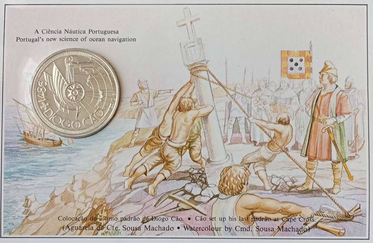 1987 Portugal brilliant uncirculated silver 100 Escudos - Diogo Cao