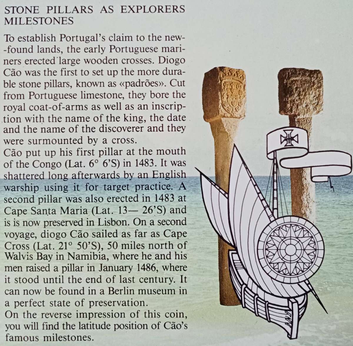 1987 Portugal brilliant uncirculated silver 100 Escudos - Diogo Cao