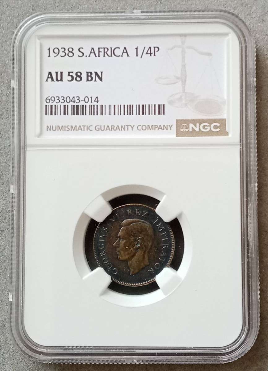 1938 Union 1/4 penny NGC AU58 BN (lower mintage)