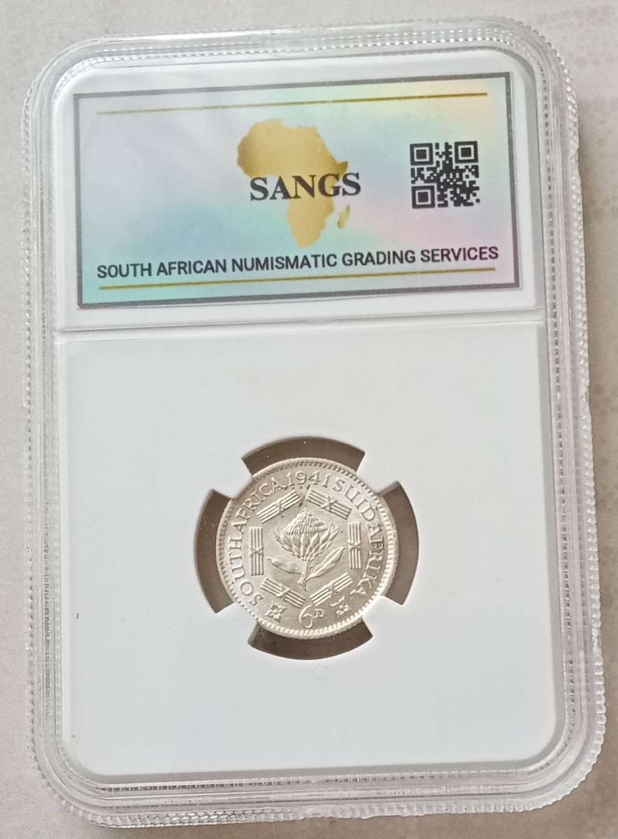 Nice 1941 Union silver sixpence SANGS AU58