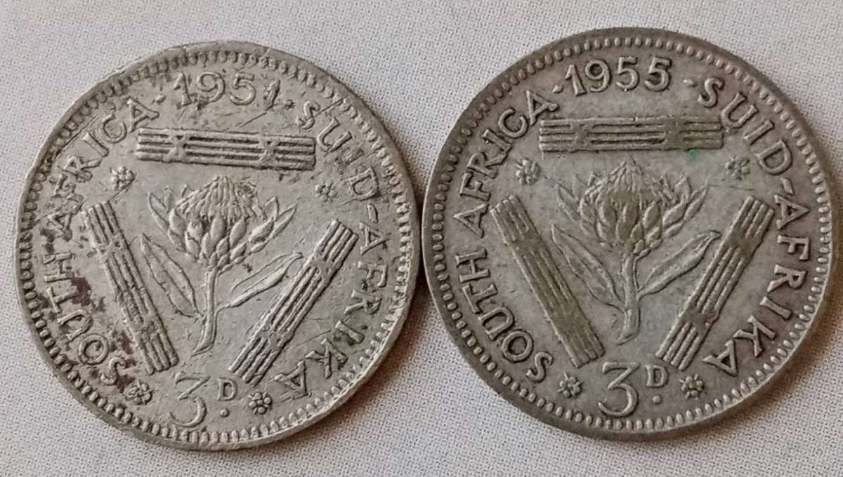 1951 and 1955 Union silver tickey set