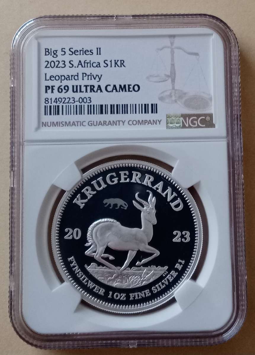 2023 Proof 1oz silver Krugerrand NGC PF69 UC (Leopard Privy)