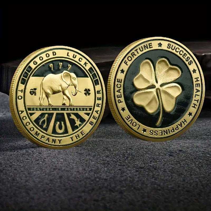 Four Leaf Clover good luck novelty coin - (40mm)