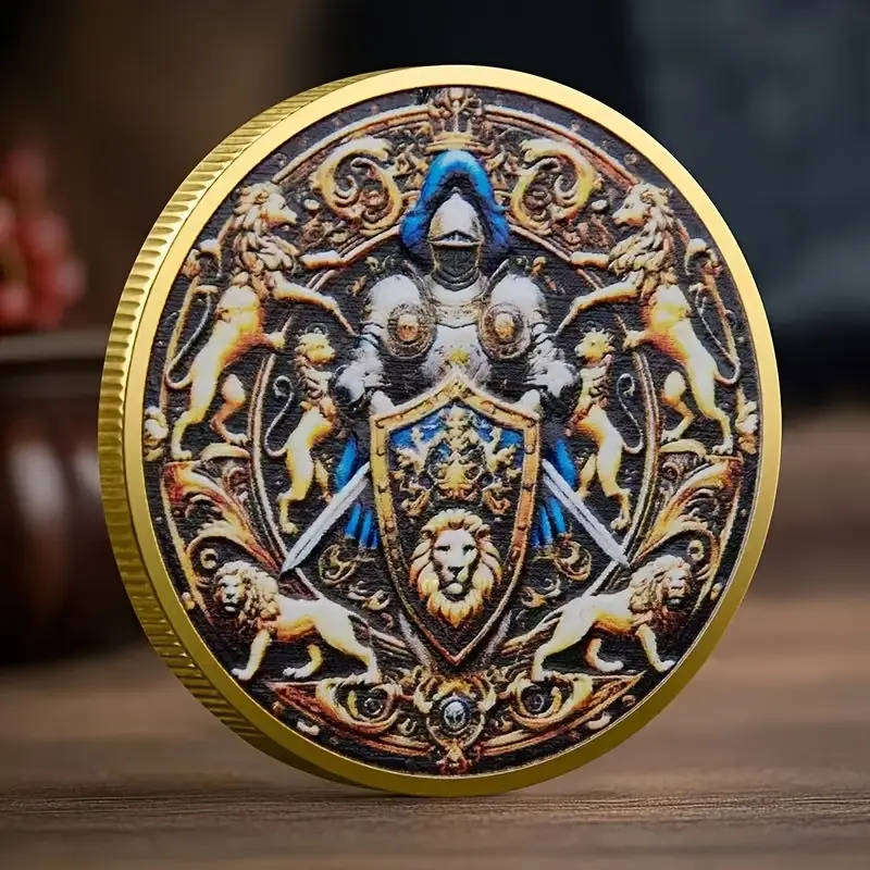 Knight lion theme guardian novelty coin with bible verse - (40mm)