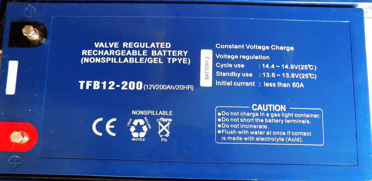 12 VOLT DC 200AH SEALED GEL BATTERY