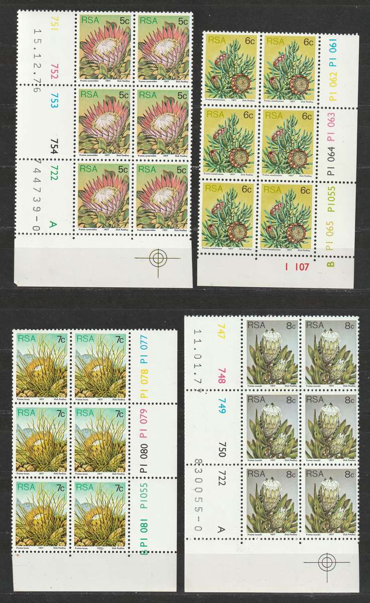 RSA - 1977 Proteas 3rd Definitive issue 16 control blocks of six **MNH**