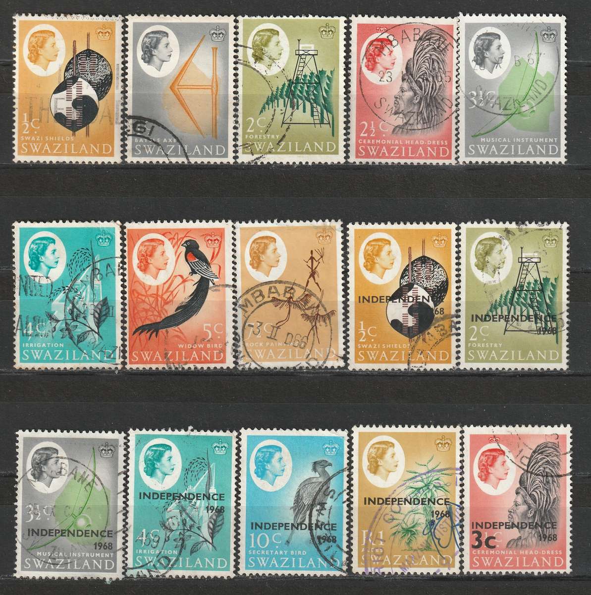 SWAZILAND - QEII Issues Part sets including overprints VF USED(47 stamps)