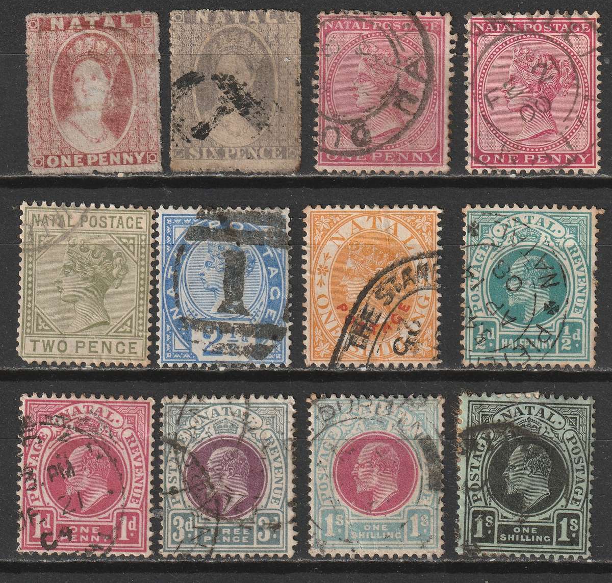 NATAL - Nice used range of early issues (12 stamps)
