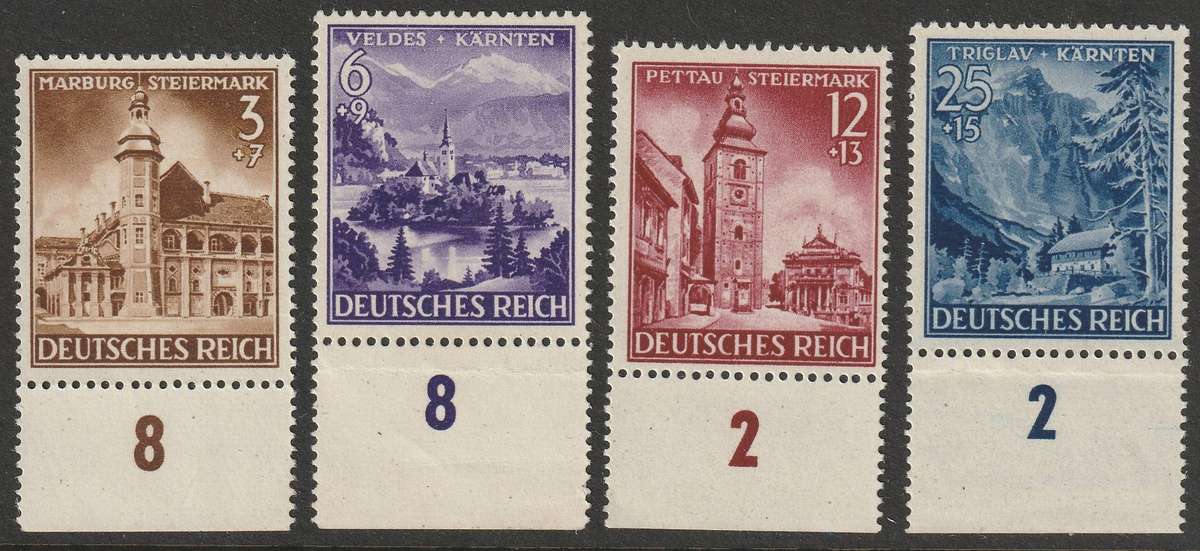 GERMANY - 1941  Karnten & Steiermark Issue Complete set with plate numbers **MNH**