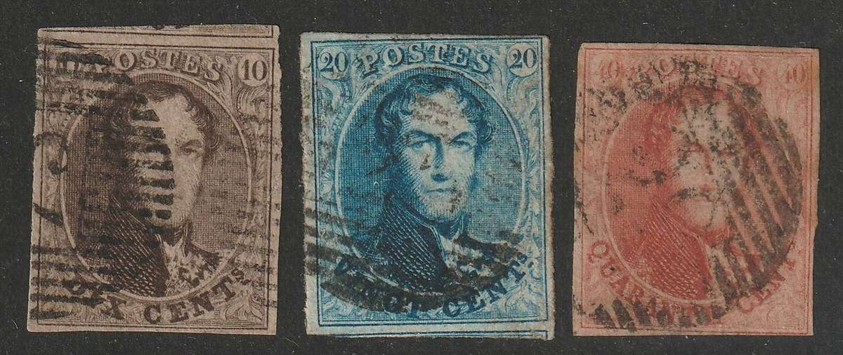 BELGIUM -  1858-1861 King Leopold I Issue set imperforated (NO WMK) USED