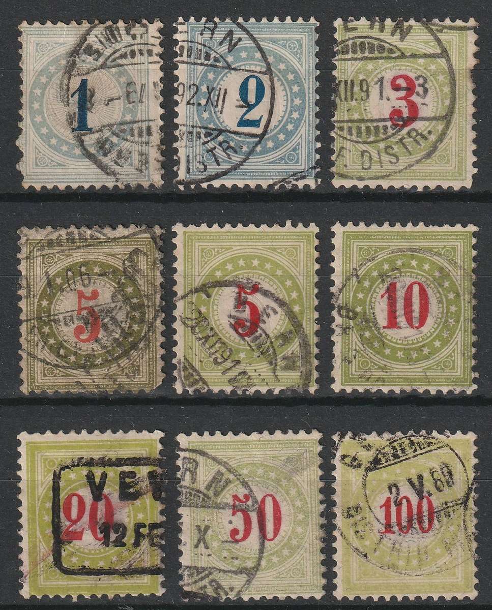 SWITZERLAND - 1878-1908 Issues.  Postage Due part sets VF USED