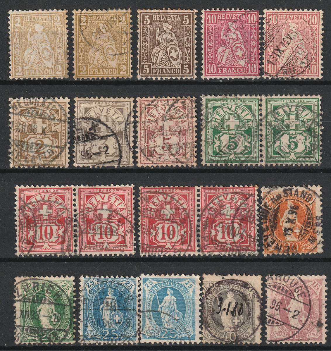 SWITZERLAND - 1867-1906 Very nice range of  scarce issues (20 stamps)