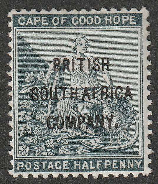 RHODESIA  BSAC  - 1896 COGH Overprinted  1/2d greyish-black  SACC 51 *MM*