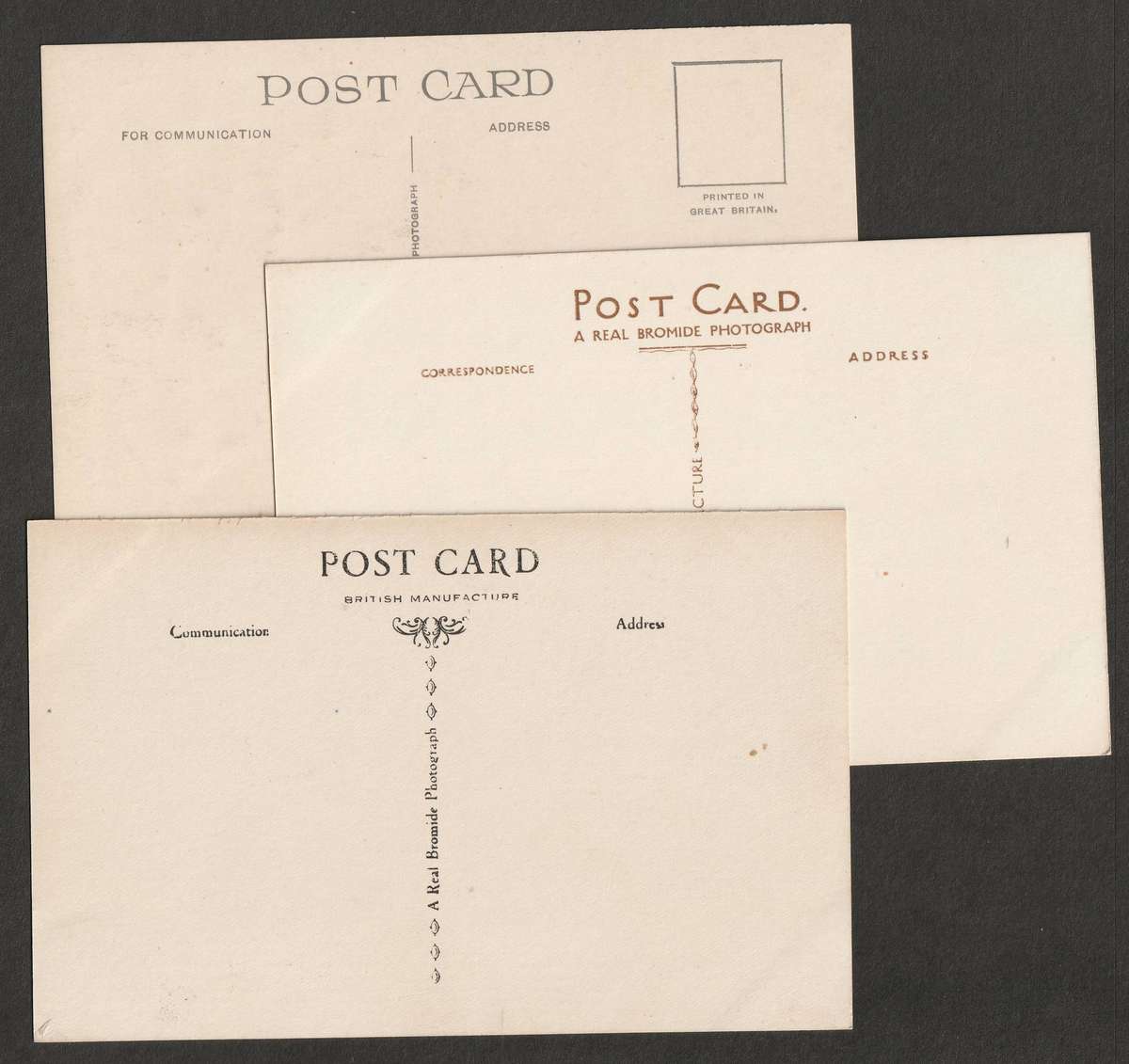 ENGLAND -  3 early 1900 black&white postcards pictures UNUSED