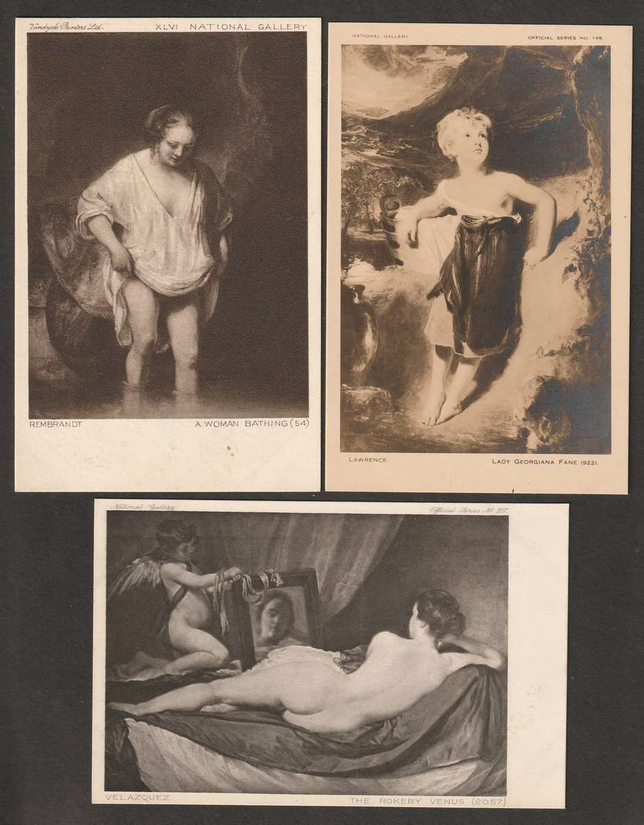 ENGLAND -  NATIONAL GALLERY ART -3 early 1900 black&white postcards  UNUSED