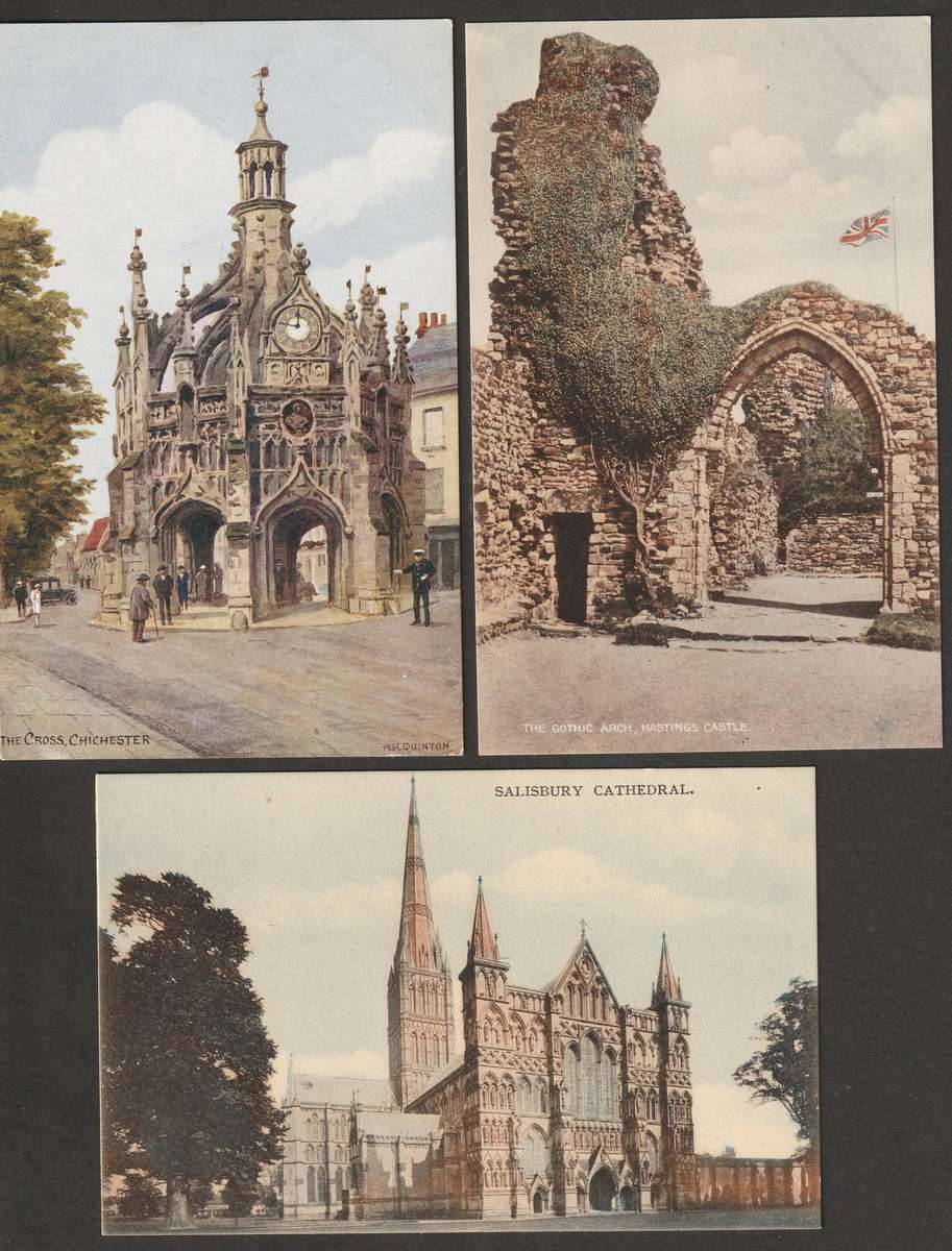 ENGLAND -  3 early 1900th color postcards UNUSED Good quality.